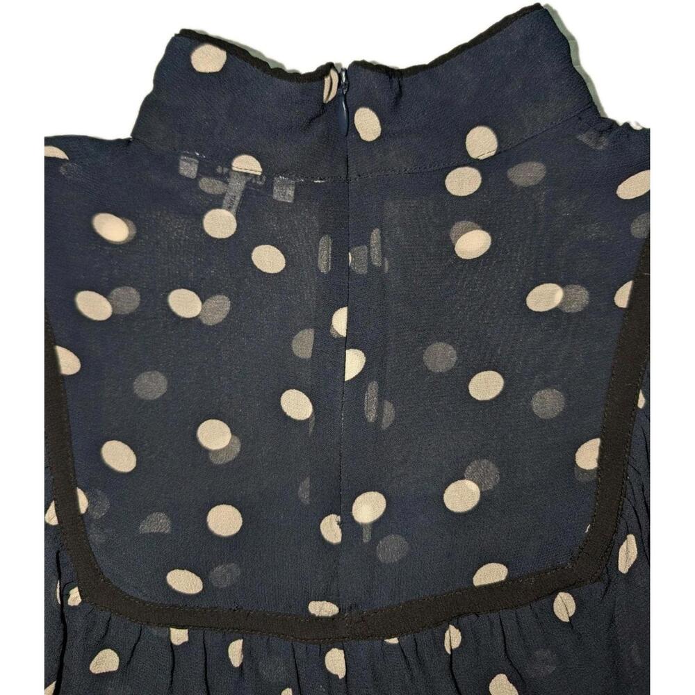 GANNI Georgette Polka Dot Sheer Ruffle Blouse Size: 36/Small Parisian Coquette - Picture 7 of 14